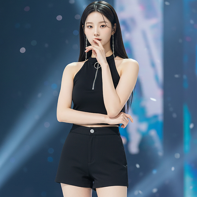 TOP(8097) 지퍼 홀터 크롭탑