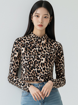 TOP(6103) 호피 크롭티