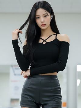 TOP(101307) X링 오프숄더 크롭티