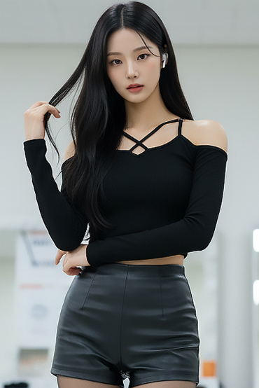 TOP(101307) X링 오프숄더 크롭티