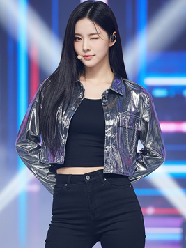 TOP(10084) 메탈 크롭셔츠