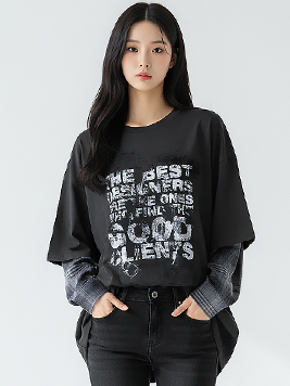 TOP(101318) 체크 레이어드 박스티