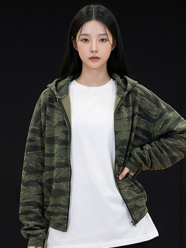 TOP(101322) 카모 크롭후드집업