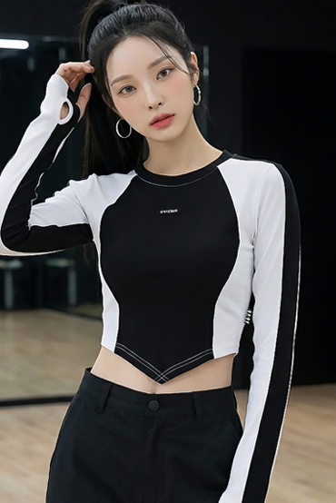 TOP(101275) 배색 크롭티