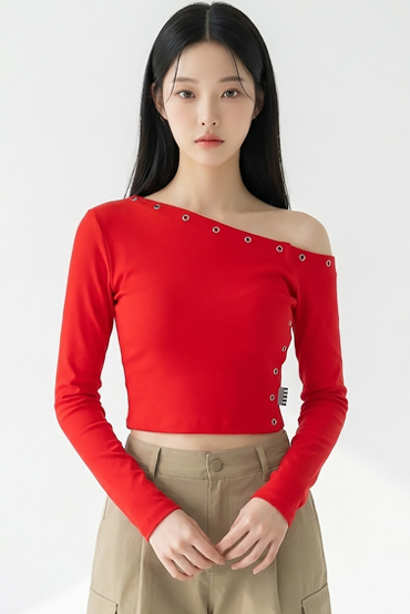 TOP(101324) 사이드 언발 크롭티셔츠