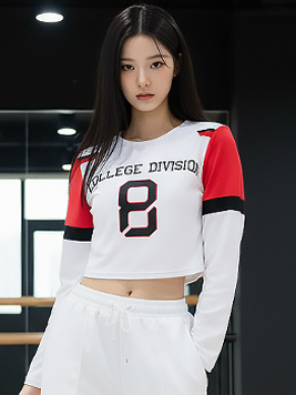 TOP(101327) 에잇배색 긴팔 크롭티