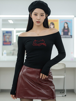 TOP(101328) 하트데빌 긴팔 크롭티