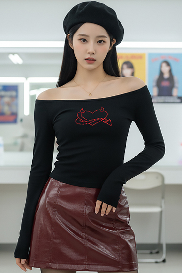 TOP(101328) 하트데빌 긴팔 크롭티