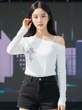 TOP(101330) 크로스 십자가 오프숄더티