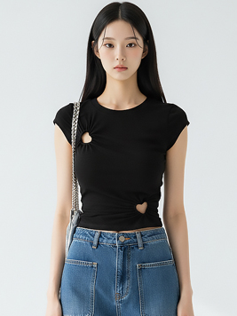 TOP(101331) 하트펀칭 크롭티