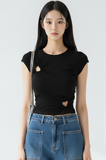 TOP(101331) 하트펀칭 크롭티