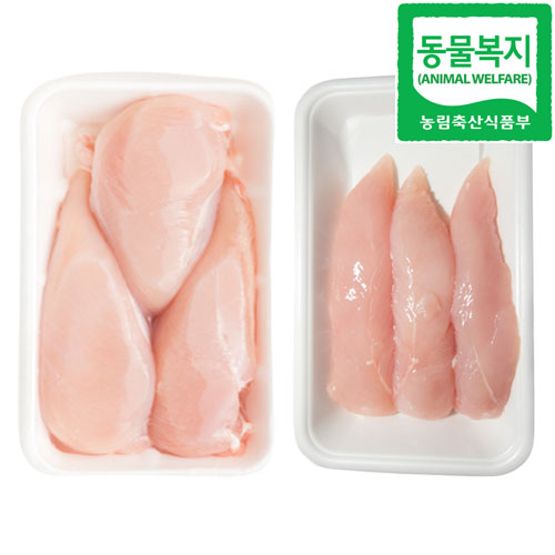 {사}◆동물복지+무항생제 인증◆닭가슴살/닭안심 1KG 진공포장