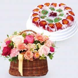 보은꽃바구니+꽃모찌떡케익(대)