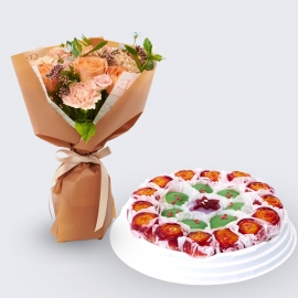포에버 꽃다발+꽃모찌떡케익(중)