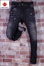 <새제품> Dsquared 2 디스퀘어드2 tidy biker jean 티디 바이커 진 페인트워싱 빈티지블랙 스판데님 (허리 32, 키 174이하) - b969