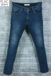 PLAC JEANS 플랙진 투슬림 블랙 가죽 패치 스판 데님 (허리 33, 키 170이하) - b255