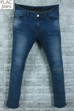 PLAC JEANS 플랙진 슬랜더 가죽패치 투 슬림핏 스판데님(허리 34, 키 167이하) - c650