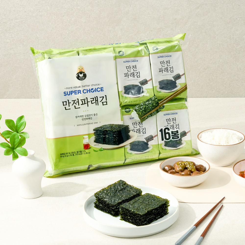 슈퍼초이스 만전파래김 도시락김4g x 16봉