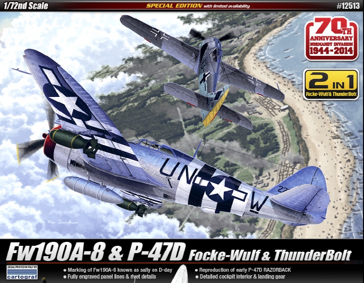 AC12513 1/72 Fw190A-8 & P-47D(2 in 1)