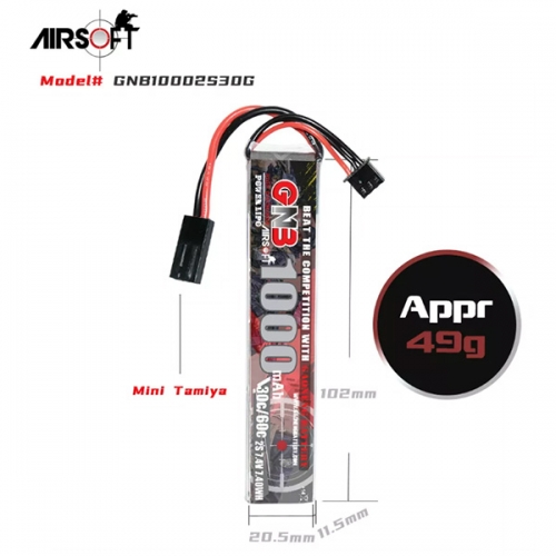 (최상급 AirSoft LiPo) 1000MAH 2S 7.4V 30C/60C