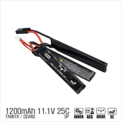 Li-Po밧데리 1200mAh 11.1V 25C Compact 3열 (딘스짹 선택)_셀 1개 95 X 18 X 6mm(두께)