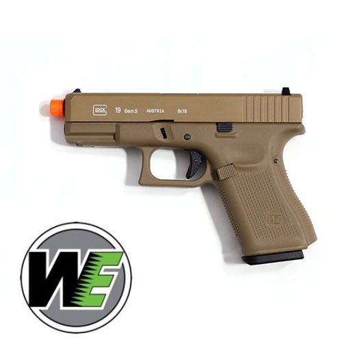 [WE] Glock19 Gen5 가스핸드건 TAN컬러 (메탈슬라이드/하드케이스)