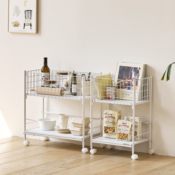 헤이즈 수납 트롤리이동식 빨래바구니 2size