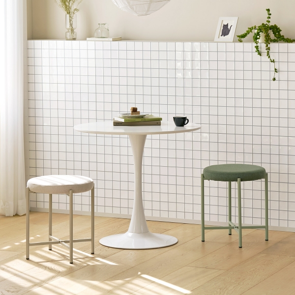 모그 원형 패브릭 스툴 조립식 간이 보조 의자