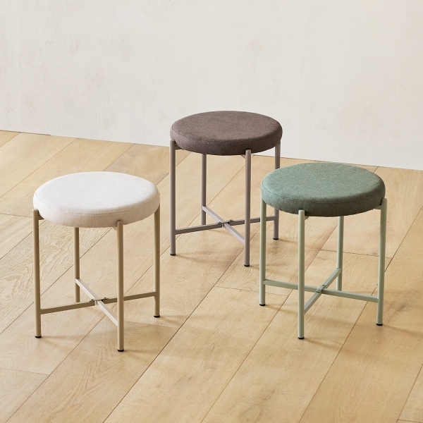 모그 원형 패브릭 스툴 조립식 간이 보조 의자