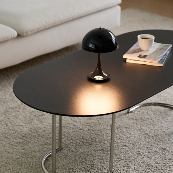 [특가할인]폰드 크롬 거실 테이블 소파 타원 높은형 낮은형 2type