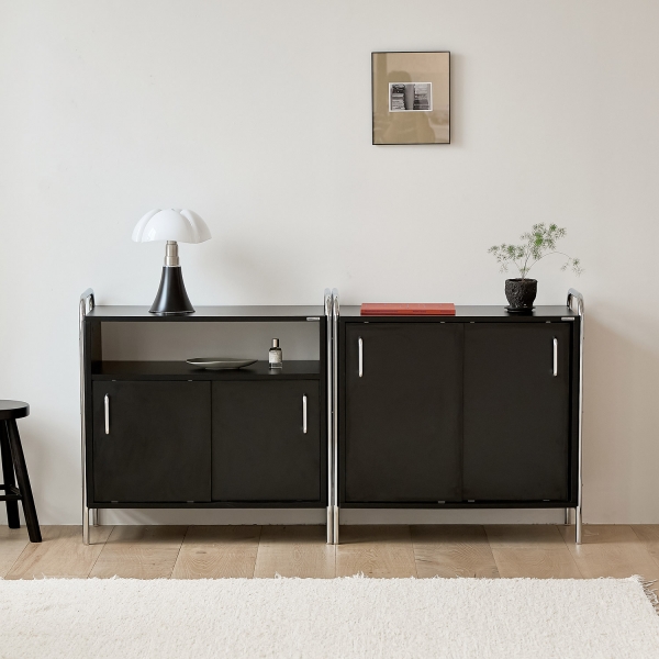 [사은품 증정]발트 크롬 슬라이딩 수납장 인테리어 수납 선반 2type