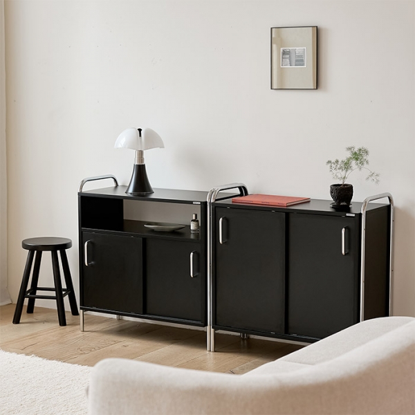 [블랙컬러출시] 발트 크롬 슬라이딩 수납장