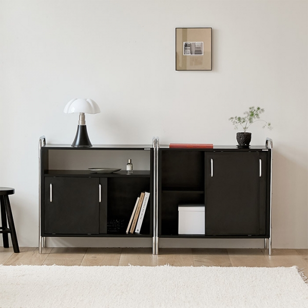 [블랙컬러출시] 발트 크롬 슬라이딩 수납장