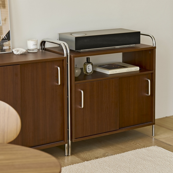 [사은품 증정]발트 크롬 슬라이딩 수납장 인테리어 수납 선반 2type