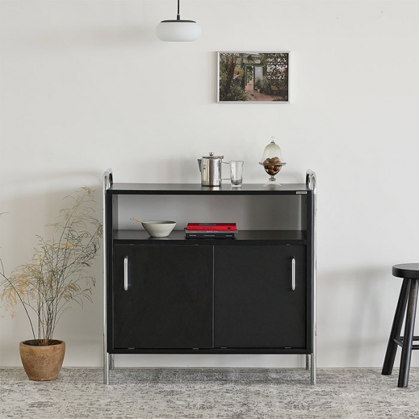 [블랙컬러출시] 발트 크롬 슬라이딩 수납장