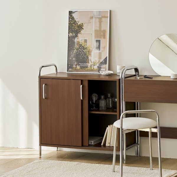 [사은품 증정]발트 크롬 슬라이딩 수납장 인테리어 수납 선반 2type