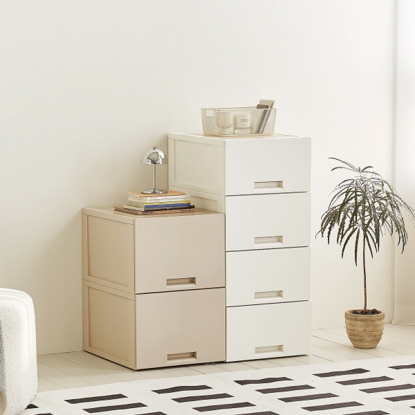 데일리 1단 서랍장 적층 모듈형 수납장 리빙 박스 2color, 4size