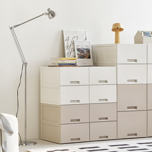 데일리 1단 서랍장 적층 모듈형 수납장 리빙 박스 2color, 4size