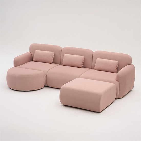 모블러 지아니 4인 패브릭 소파 핑크 + 쿠션 3P 증정