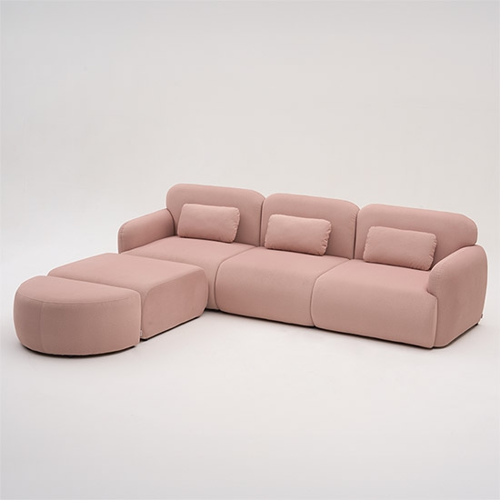 모블러 지아니 4인 패브릭 소파 핑크 + 쿠션 3P 증정