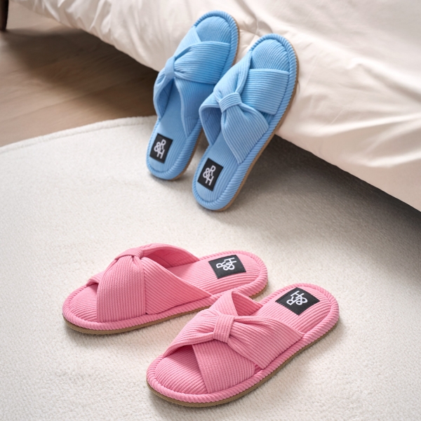 코듀로이 리본 룸슈즈