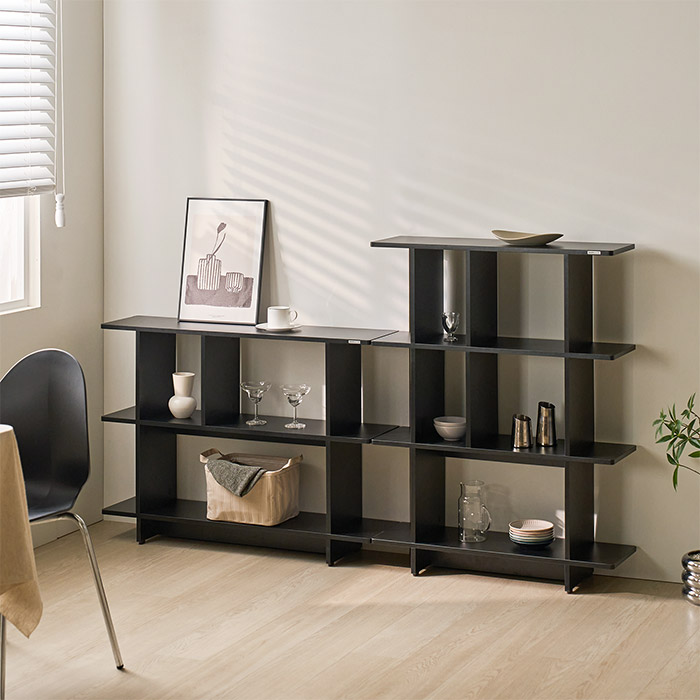 [3단 800 브라운 4/27 출고][블랙 색상 출시!]발트 사각 선반장 진열장 수납 선반 다용도 거실