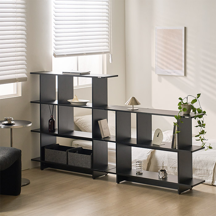 [3단 800 브라운 5월 순차 출고][블랙 색상 출시!]발트 사각 선반 스탠드 다용도 수납 진열장 3단 800/1000