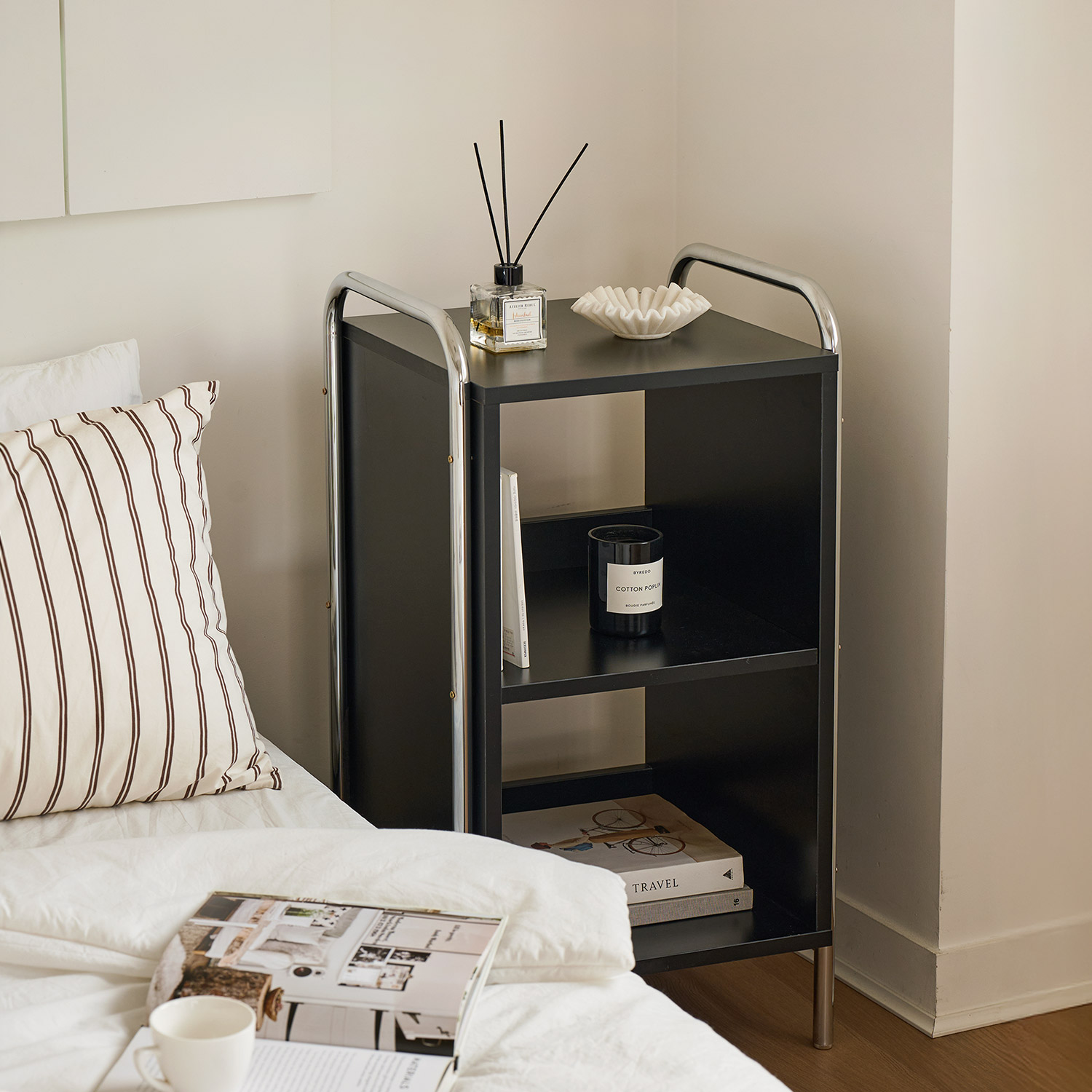 [사은품 증정]발트 크롬 수납 선반 미드센츄리 책장 진열장 400/600/1000