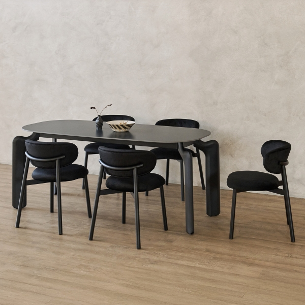 뫼르 벨벳 체어 카페 식탁 화장대 디자인 패브릭 블랙 의자