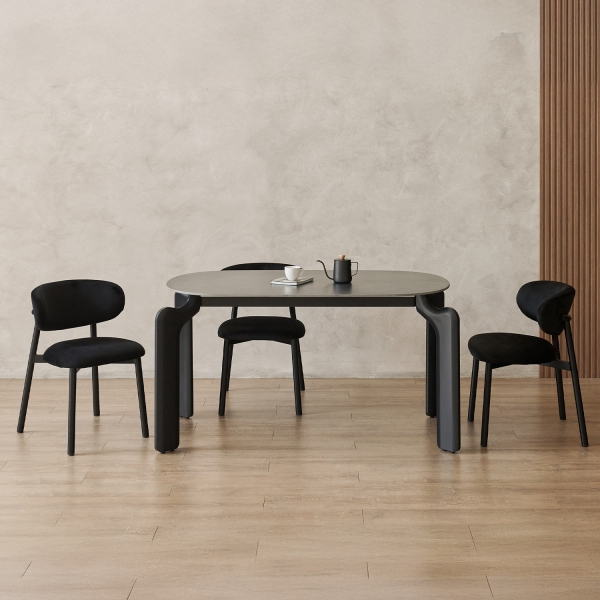 뫼르 벨벳 체어 카페 식탁 화장대 디자인 패브릭 블랙 의자