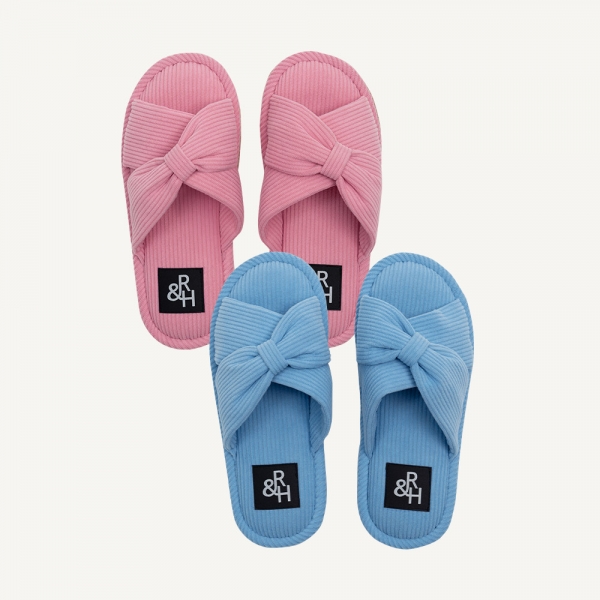 사은품증정!!1+1 코듀로이 리본 룸슈즈 세트 홈 슬리퍼 층간소음 거실화 M