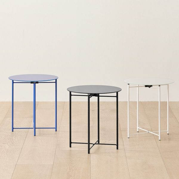 오닉스 유리 폴딩 테이블 원형 1인용 미니 탁자