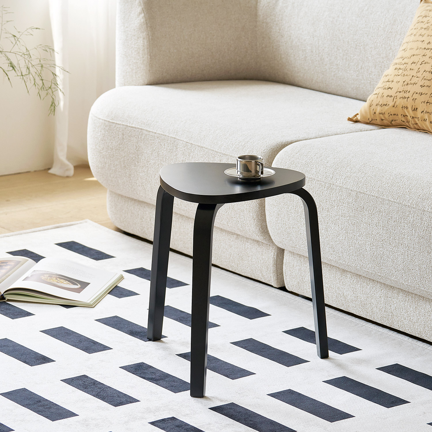 페블 우드 스툴 원형 보조 의자 협탁 스탠드