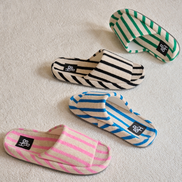 [사은품 증정] 테리 아치 스트라이프 룸슈즈 홈 슬리퍼 거실화 오픈형